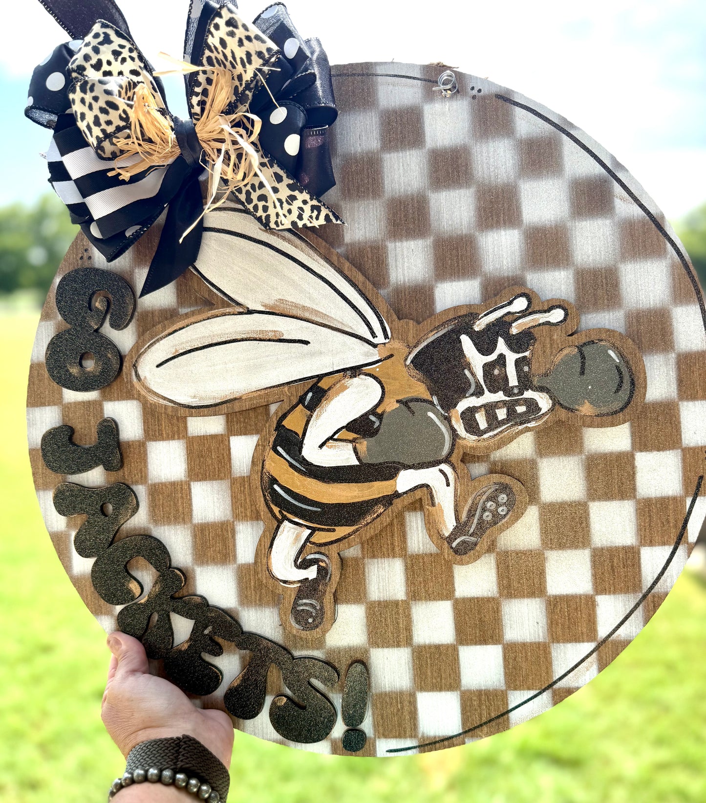 Go Jackets Checkered Door Hanger