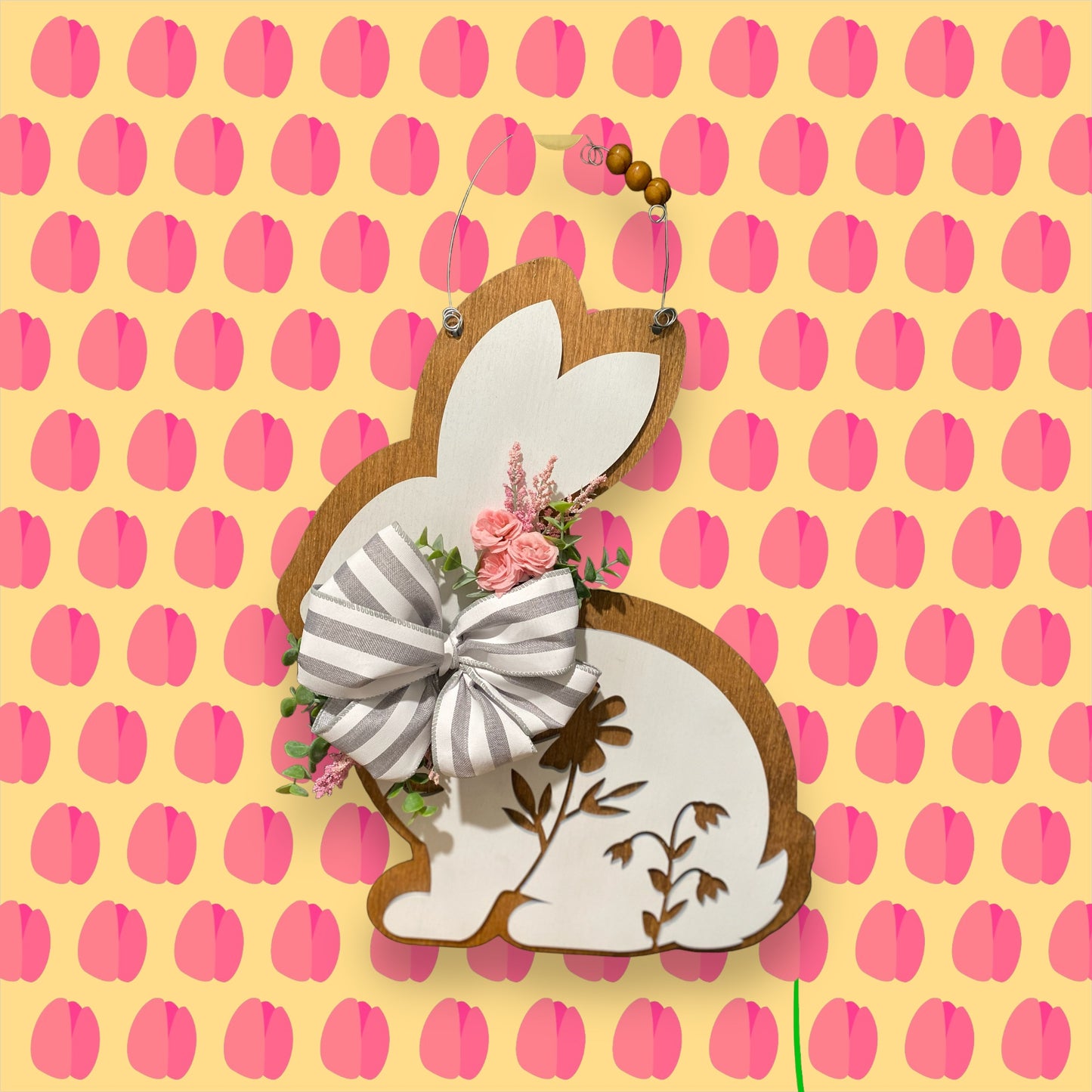 White Bunny Door Hanger