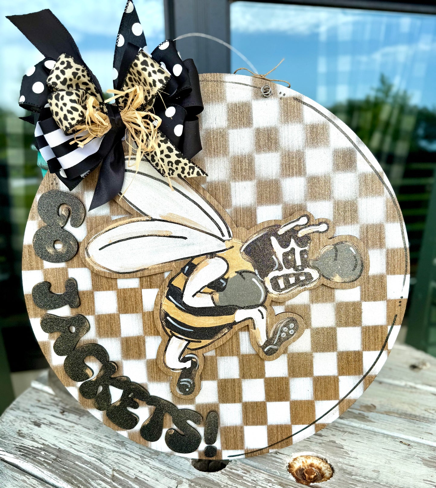 Go Jackets Checkered Door Hanger