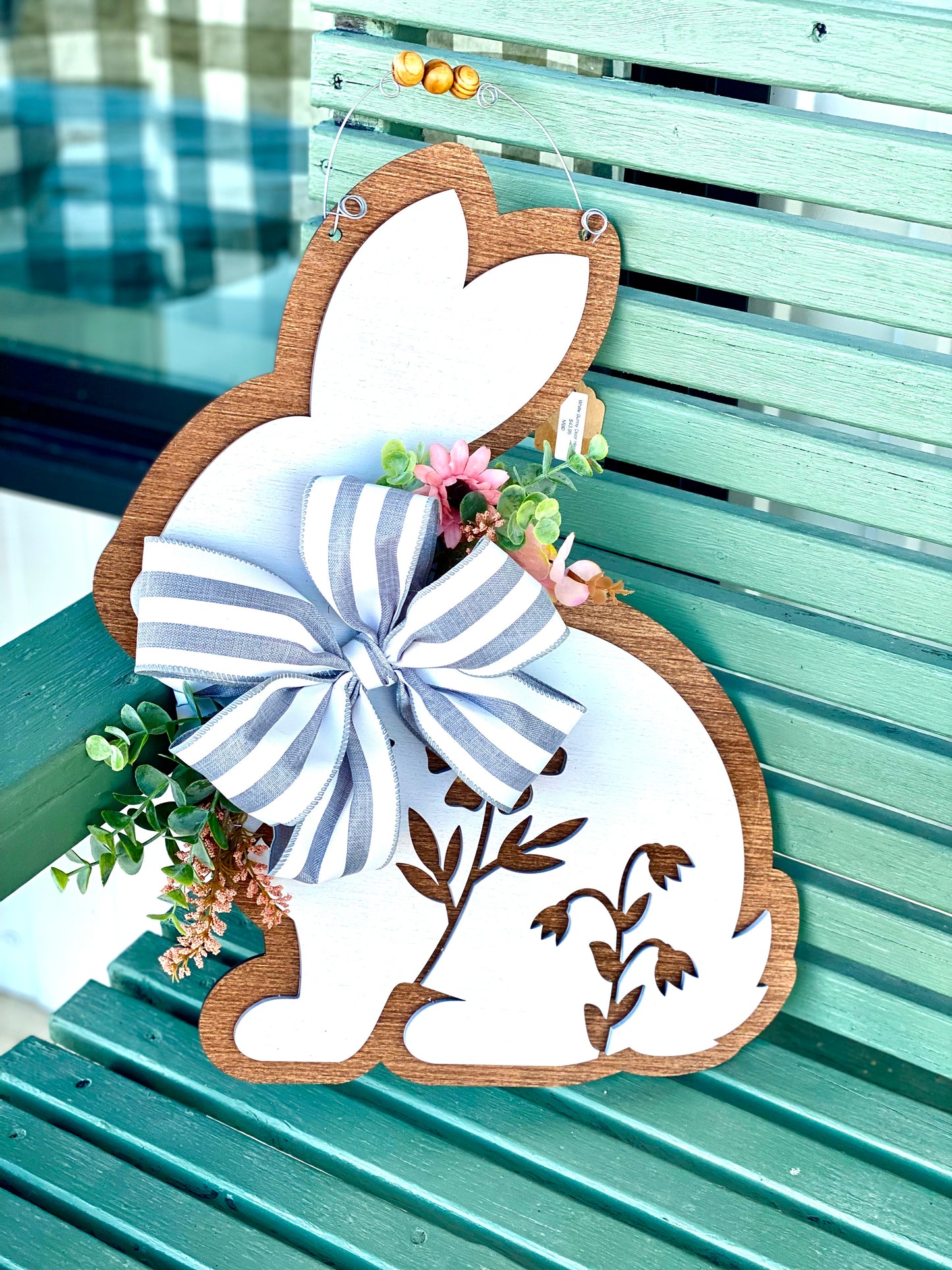 White Bunny Door Hanger