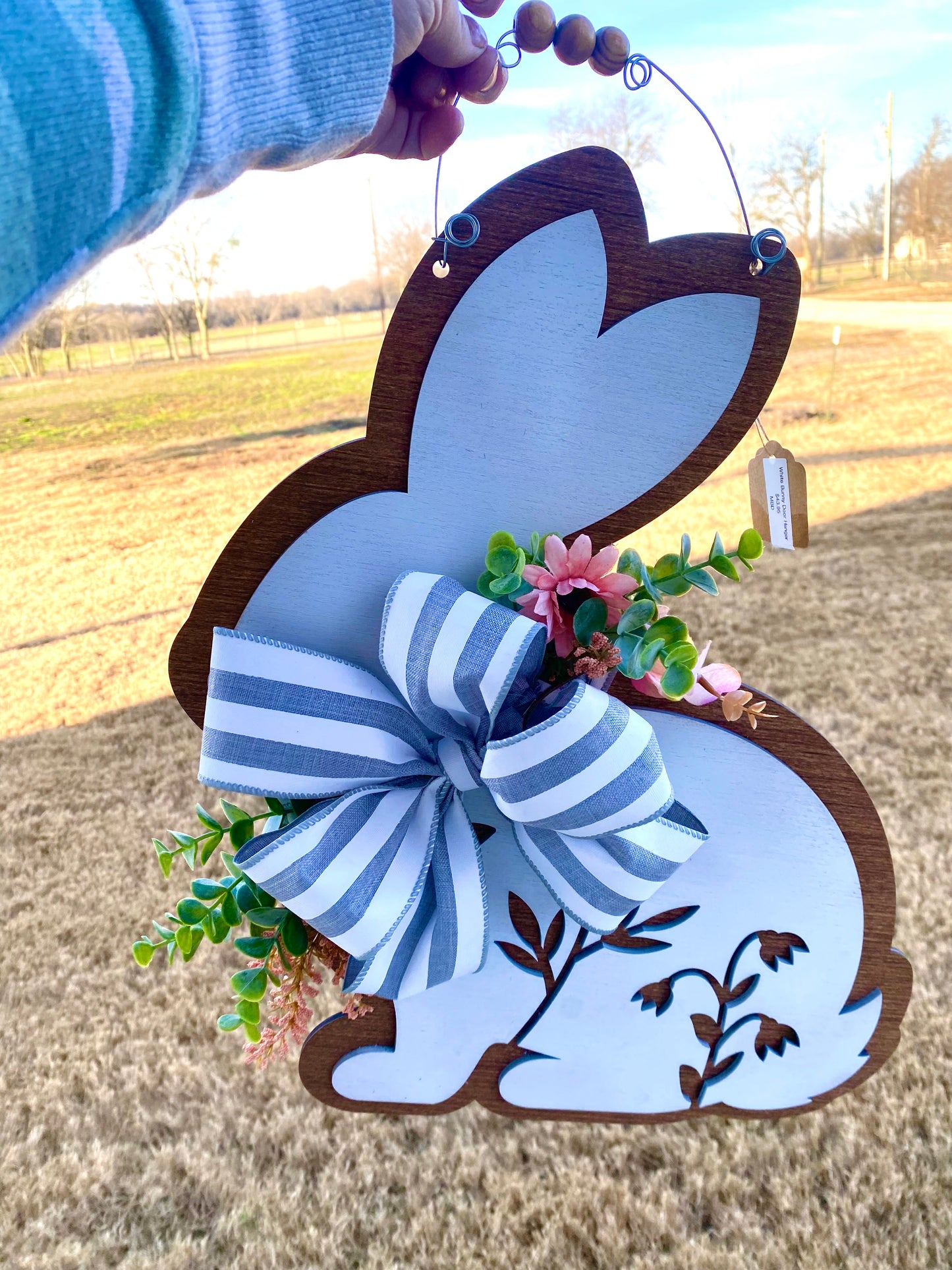 White Bunny Door Hanger