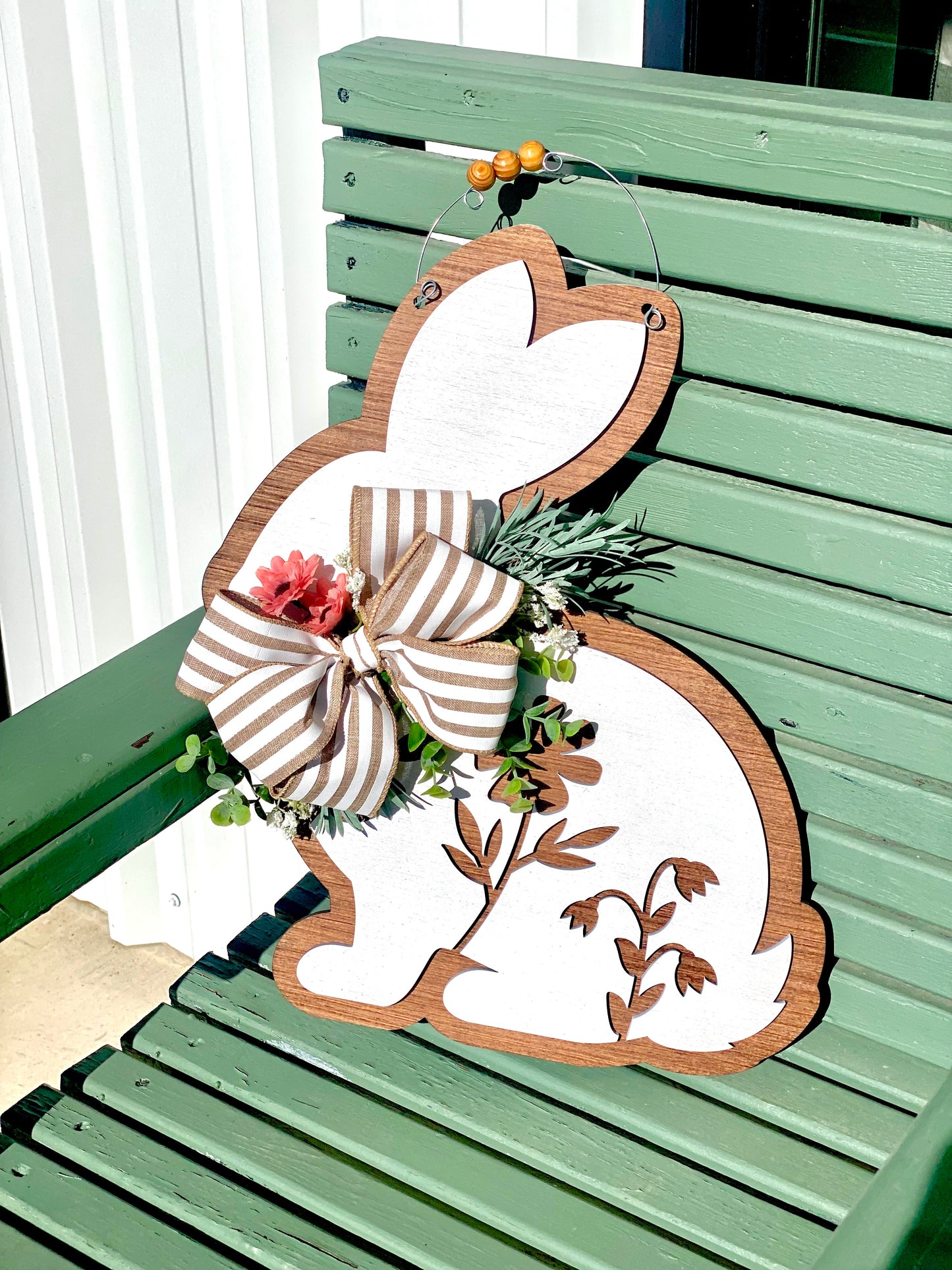 White Bunny Door Hanger