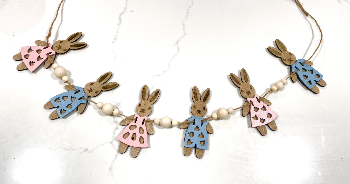 Paper Doll Style Bunny Garland