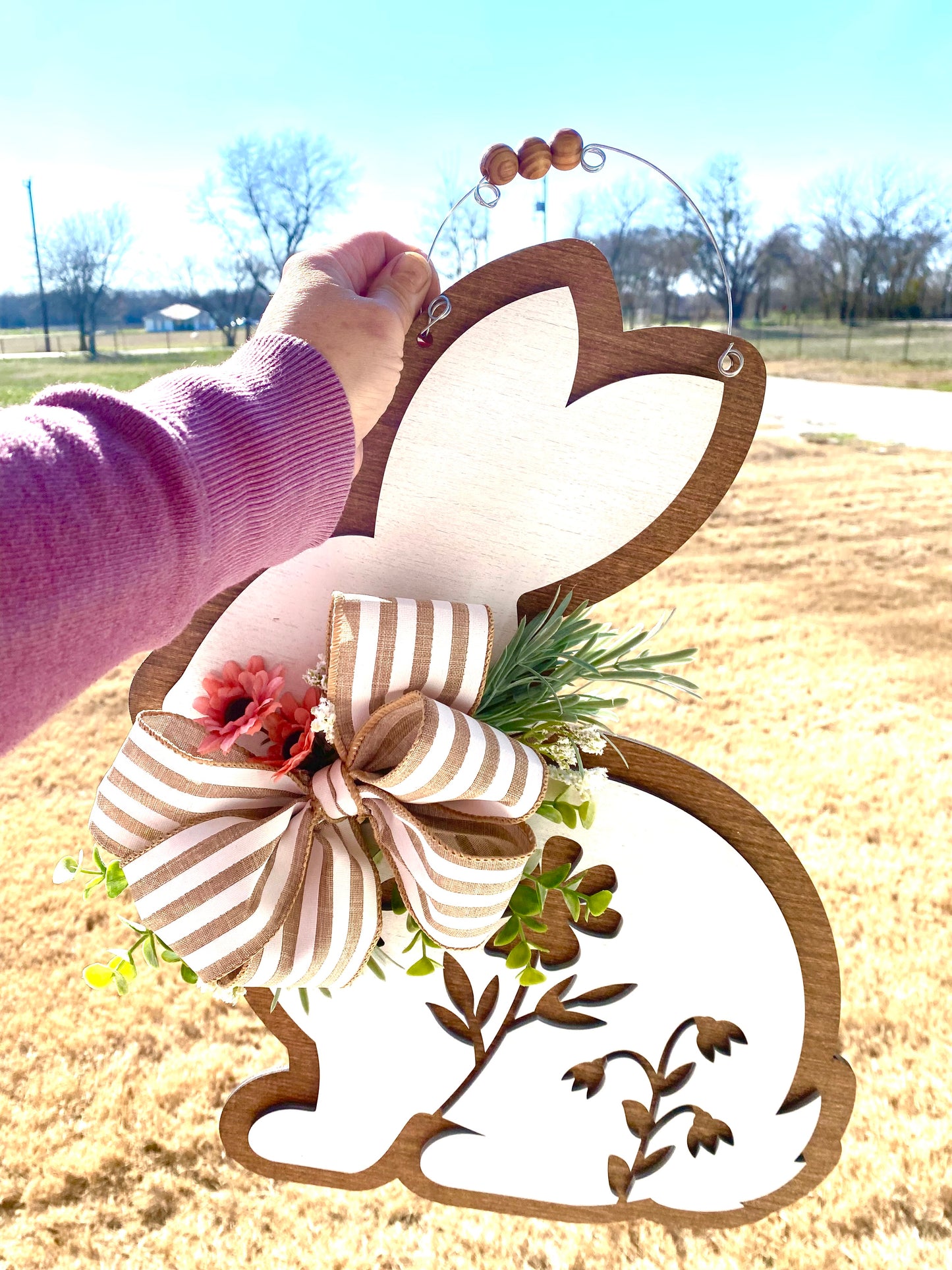 White Bunny Door Hanger