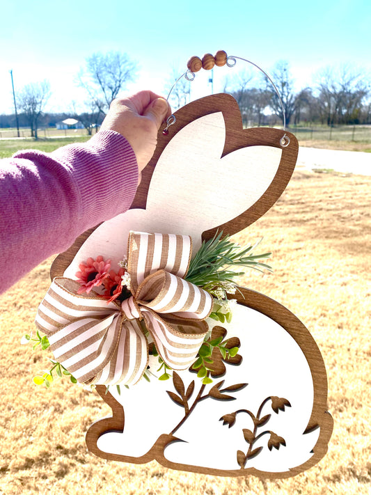 White Bunny Door Hanger