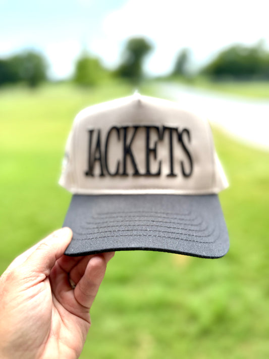 Tan and Black Jackets Puff Embroidered Cap