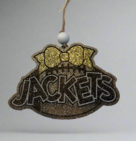 Jackets Bow Football Ornament