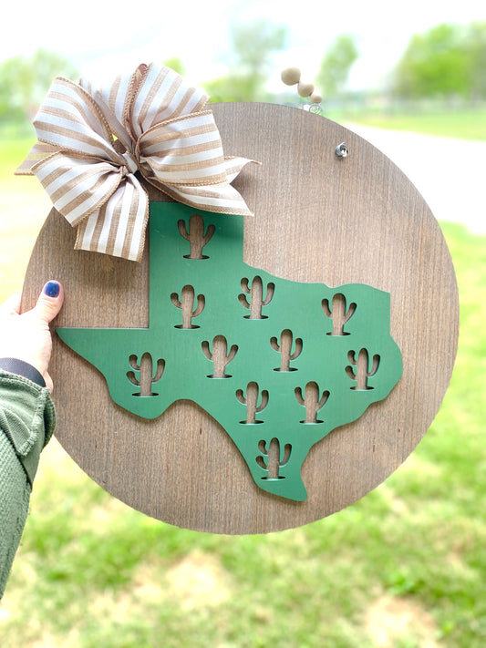 Texas Cactus Door Hanger