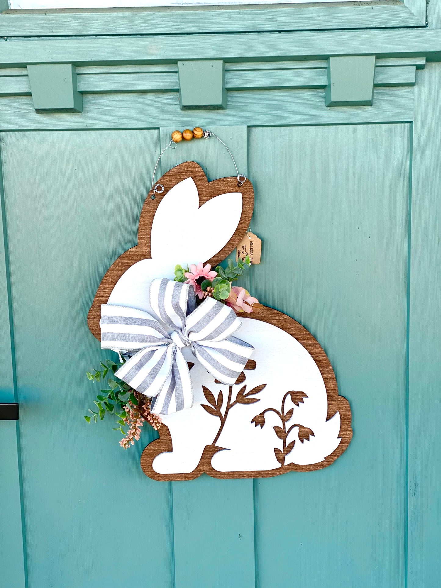 White Bunny Door Hanger