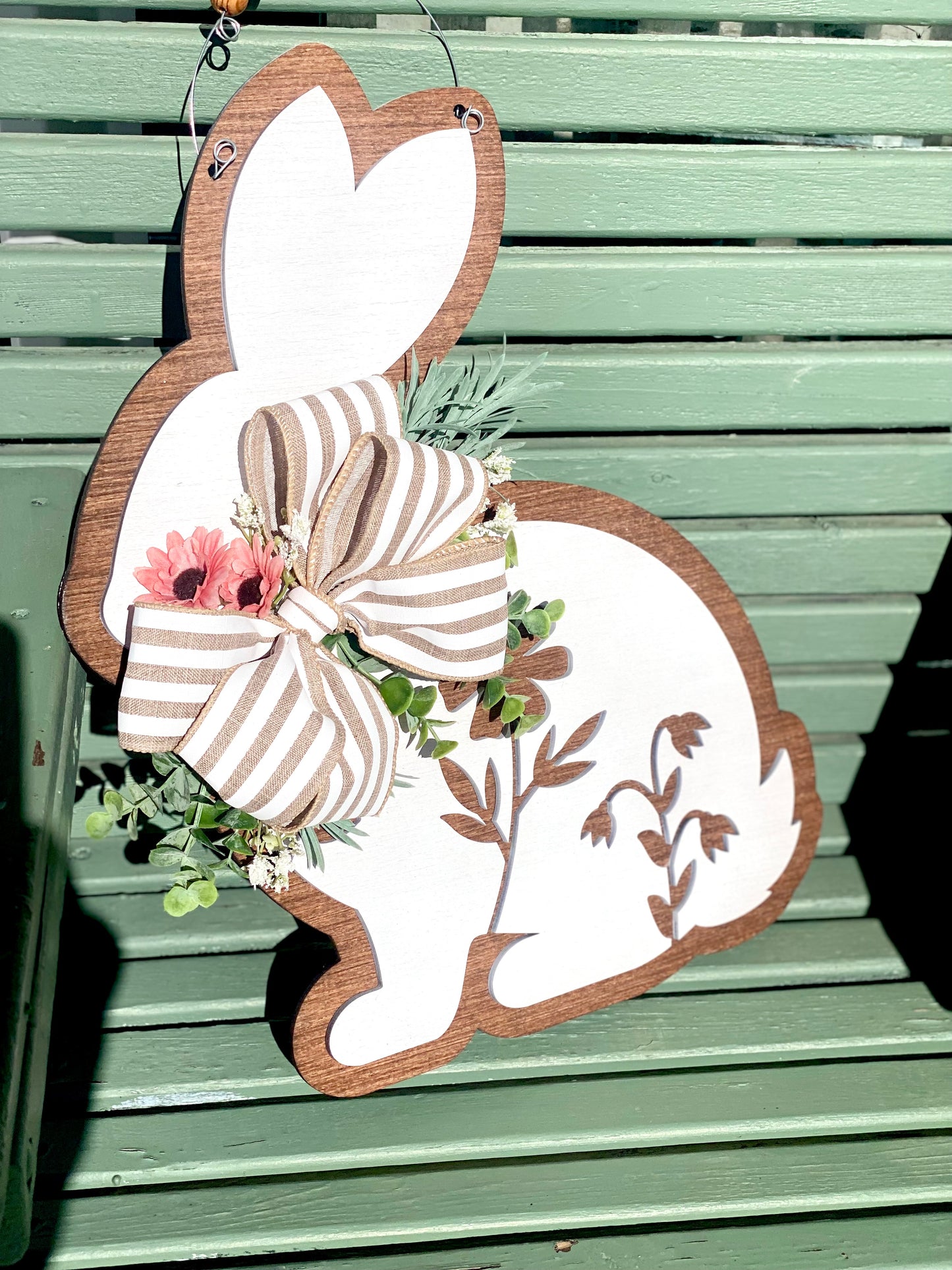 White Bunny Door Hanger