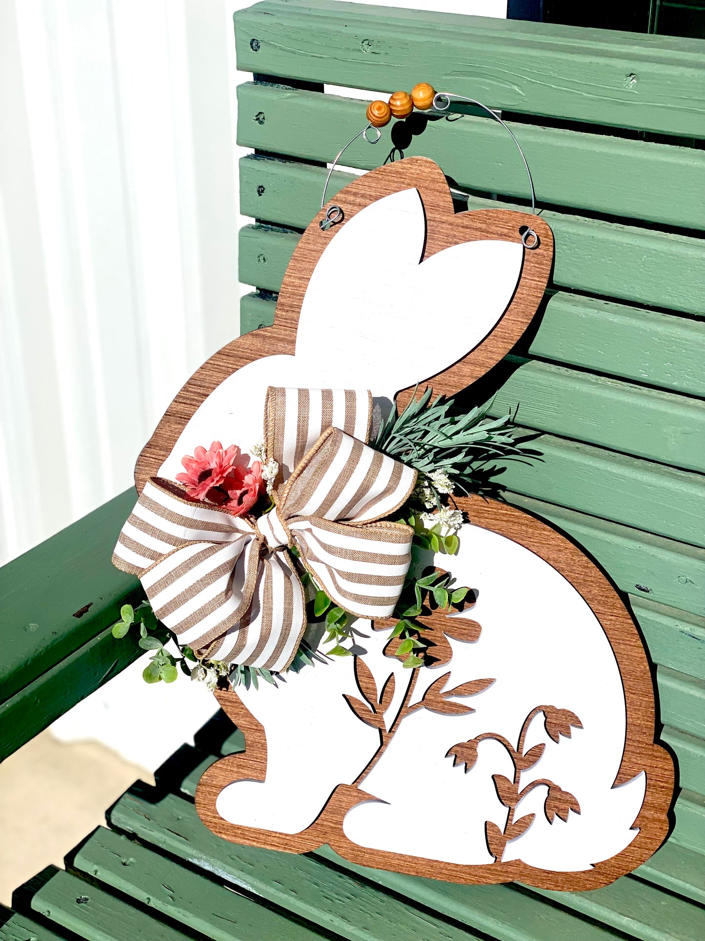 White Bunny Door Hanger